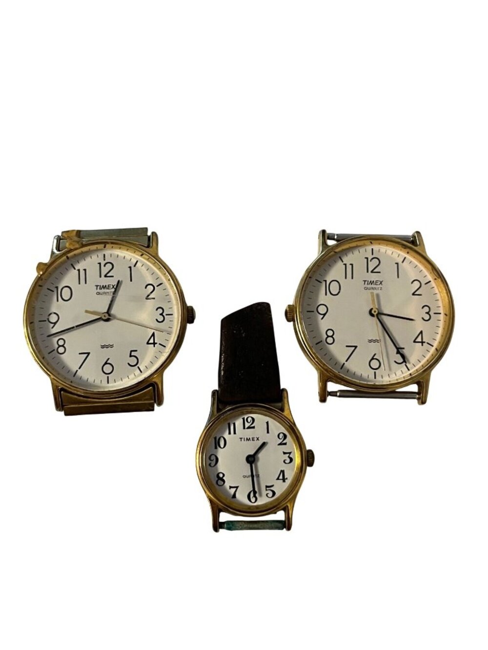 Vintage Timex Watch Lot of 3 Quartz LA Cell K Cell Gold Tone White Dial Untested